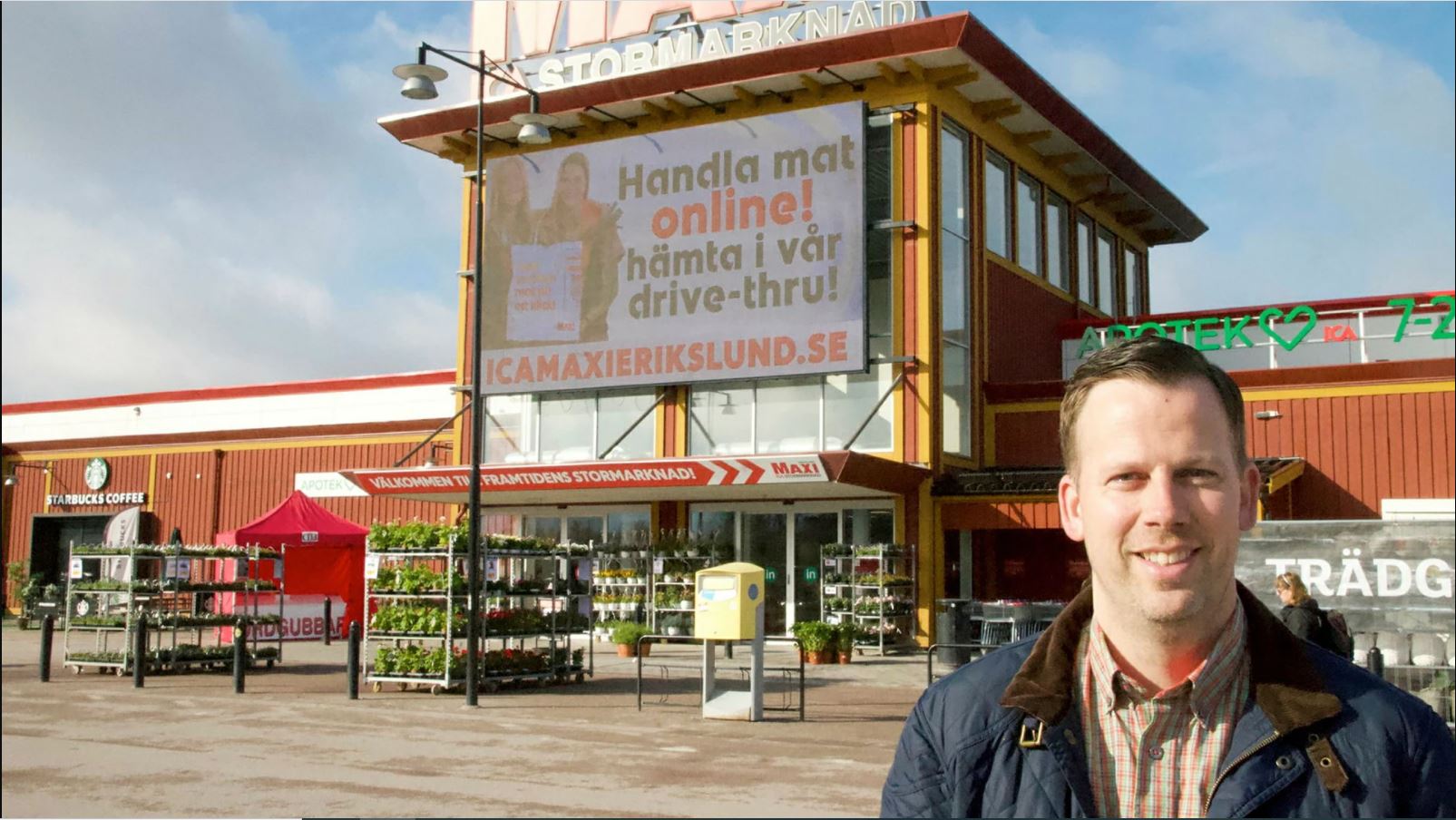 Store owner in front of ICA store