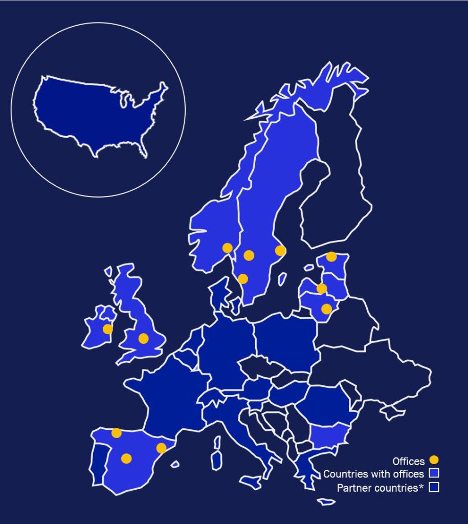 Map of StrongPoint's offices