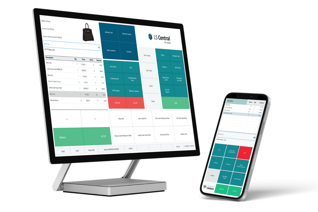 LS Central software for all retail operations - system opened on POS terminal and mobile phone