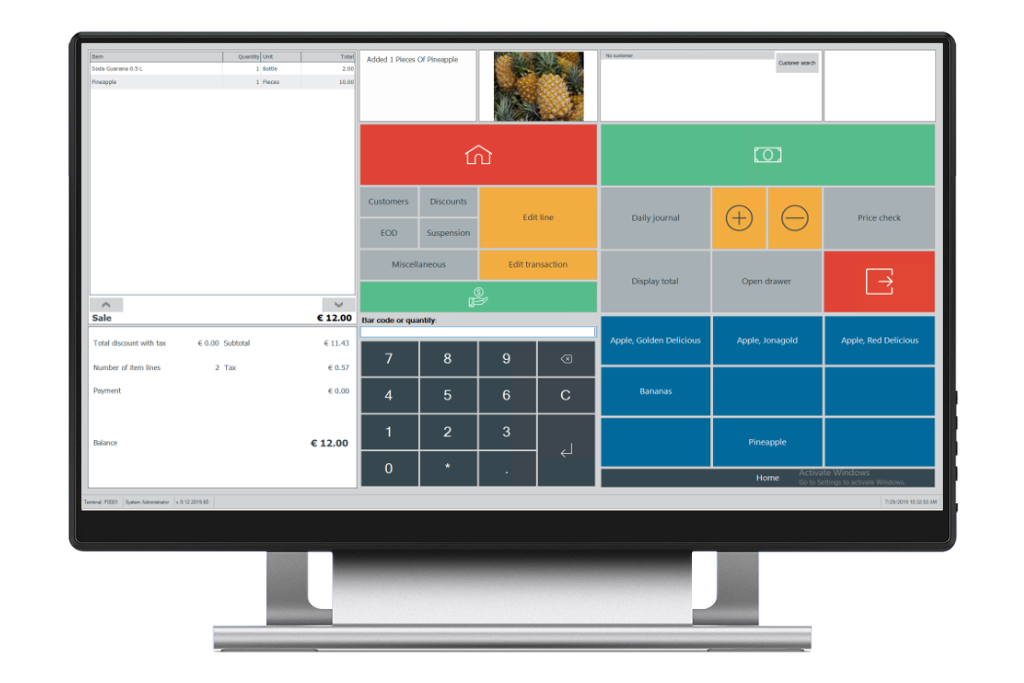 LS One software opened on POS terminal in retail store - user interface is customizable